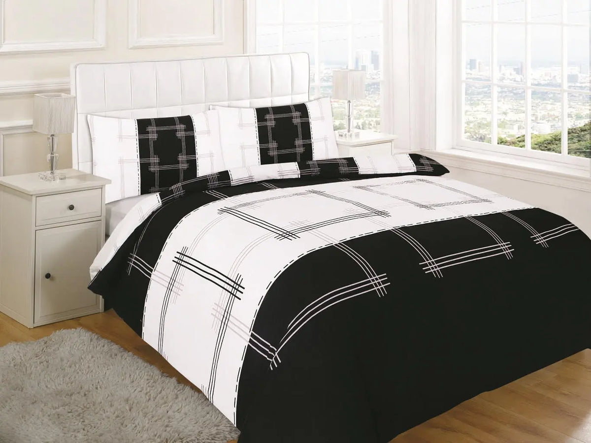 Luxury Reversible  Printed Duevt Quilt with matching Pillowcases Set, 100% Polly-Cotton, All UK bedding Sizes.