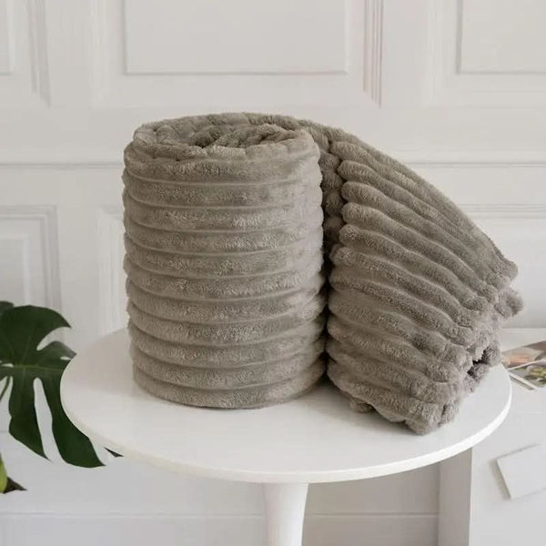 Luxury Ribbed Mink Fleece Throw Blanket – Double/King Size - Victoria Cart