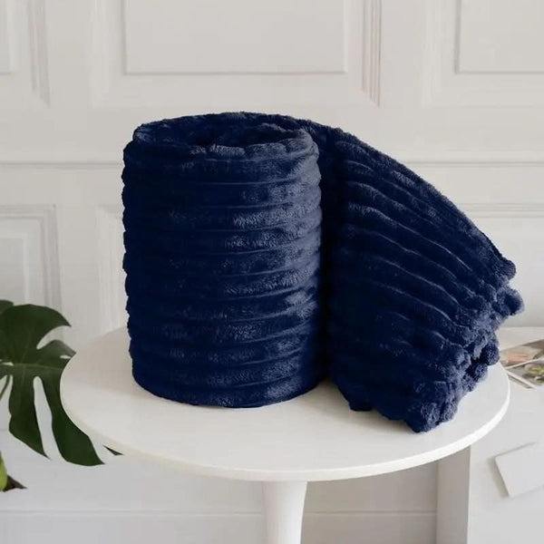Luxury Ribbed Mink Fleece Throw Blanket – Double/King Size - Victoria Cart