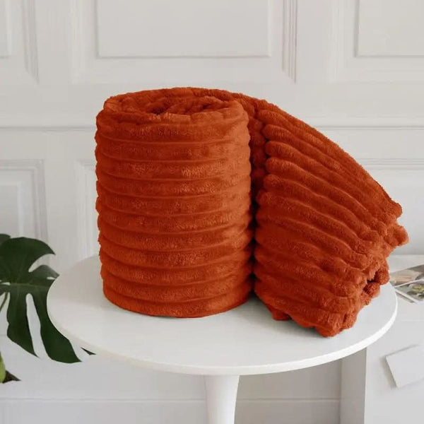 Luxury Ribbed Mink Fleece Throw Blanket – Double/King Size - Victoria Cart