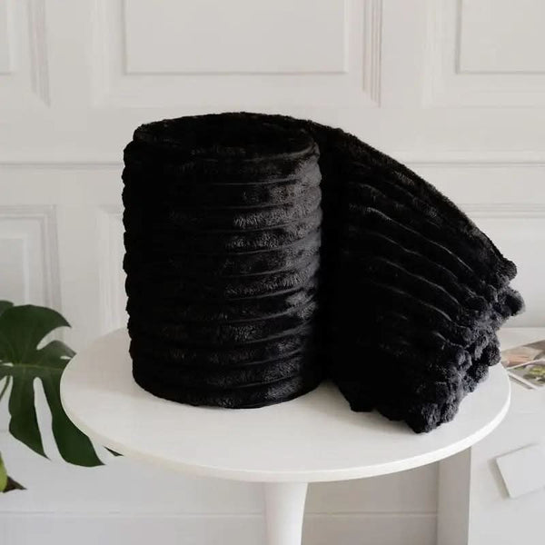 Luxury Ribbed Mink Fleece Throw Blanket – Double/King Size - Victoria Cart
