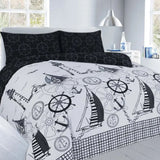 Nautical boats duvet cover set - Explore maritime beauty with our nautical-themed reversible duvet cover set for an ocean-inspired bedroom.