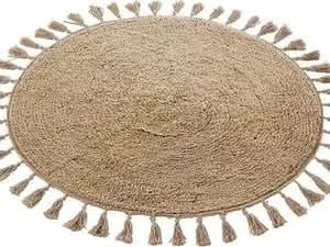 Non-Slip Round Tasseled Bath Mat | 70cm Round for Ample Coverage | High-Quality 100% Cotton for Soft, Anti-slip and Absorbent Comfort.