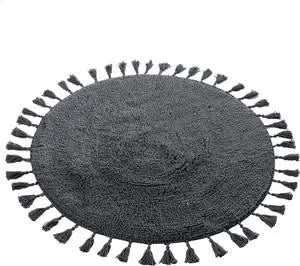 Non-Slip Round Tasseled Bath Mat | 70cm Round for Ample Coverage | High-Quality 100% Cotton for Soft, Anti-slip and Absorbent Comfort.