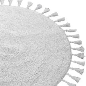 Non-Slip Round Tasseled Bath Mat | 70cm Round for Ample Coverage | High-Quality 100% Cotton for Soft, Anti-slip and Absorbent Comfort.