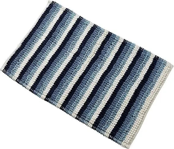 Padstow Stripe Bathmat Comfort To Your Bathroom Super Soft Absorbent Bath Shower Mats Washable Dry Fast Durable Classic Design, 50x80cm.