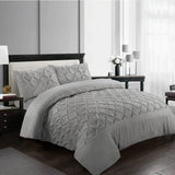 Pinch Pleated Duvet Cover Set Soft 100% Microfiber Pintuck Bedding Sets with Pillowcases, Single, Double, King, Super King.