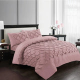 Pinch Pleated Duvet Cover Set Soft 100% Microfiber Pintuck Bedding Sets with Pillowcases, Single, Double, King, Super King.