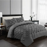 Pinch Pleated Duvet Cover Set Soft 100% Microfiber Pintuck Bedding Sets with Pillowcases, Single, Double, King, Super King.