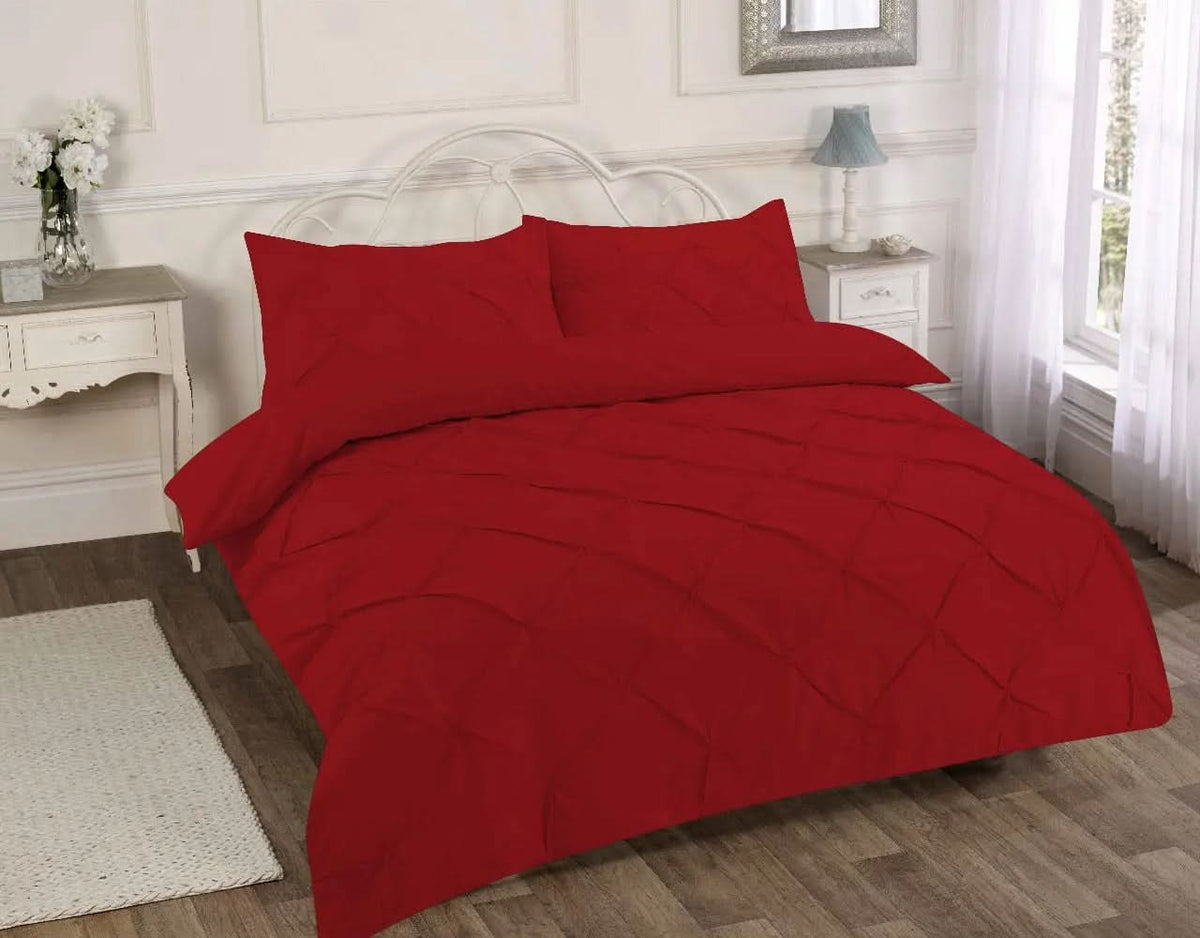 Premium Polly Cotton Pintuck Duvet Set - Single, Double, Super King Size Bedding - Luxurious Pollycotton Blend.