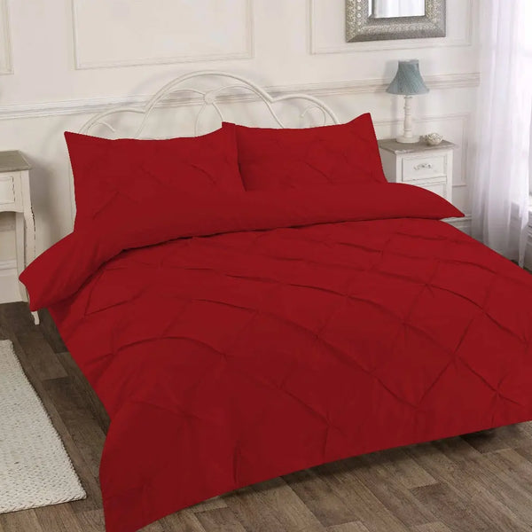 Premium Polly Cotton Pintuck Duvet Set - Single, Double, Super King Size Bedding - Luxurious Pollycotton Blend.