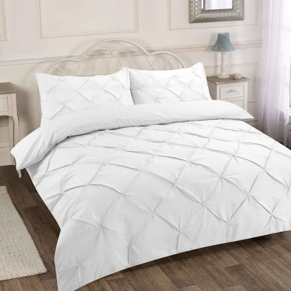 Premium Polly Cotton Pintuck Duvet Set - Single, Double, Super King Size Bedding - Luxurious Pollycotton Blend.