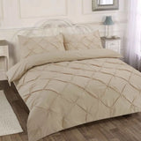 Premium Polly Cotton Pintuck Duvet Set - Single, Double, Super King Size Bedding - Luxurious Pollycotton Blend.