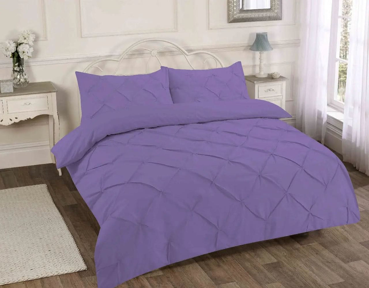 Premium Polly Cotton Pintuck Duvet Set - Single, Double, Super King Size Bedding - Luxurious Pollycotton Blend.