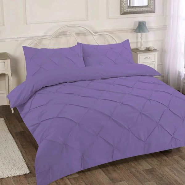 Premium Polly Cotton Pintuck Duvet Set - Single, Double, Super King Size Bedding - Luxurious Pollycotton Blend.