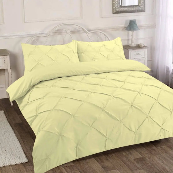Premium Polly Cotton Pintuck Duvet Set - Single, Double, Super King Size Bedding - Luxurious Pollycotton Blend.