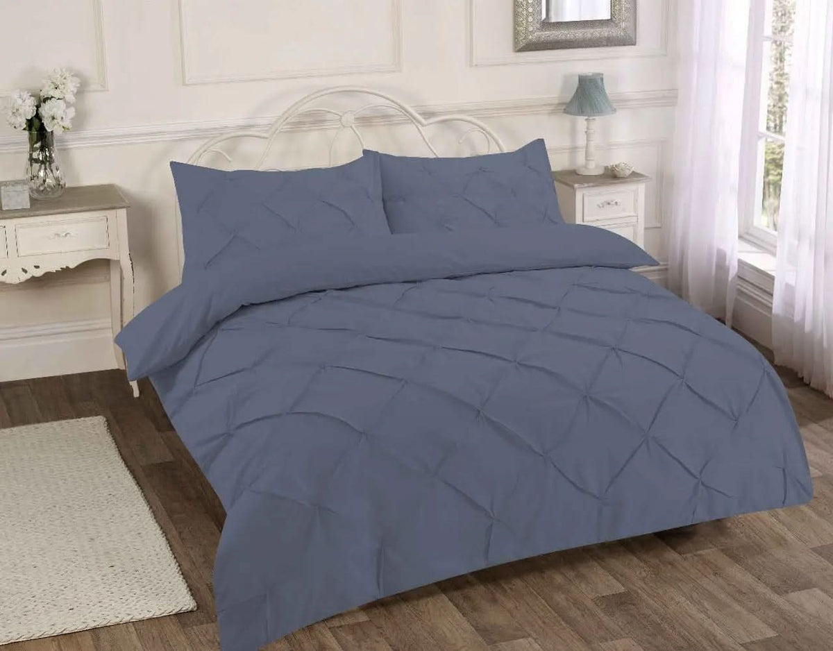 Premium Polly Cotton Pintuck Duvet Set - Single, Double, Super King Size Bedding - Luxurious Pollycotton Blend.