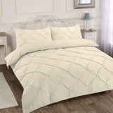 Premium Polly Cotton Pintuck Duvet Set - Single, Double, Super King Size Bedding - Luxurious Pollycotton Blend.
