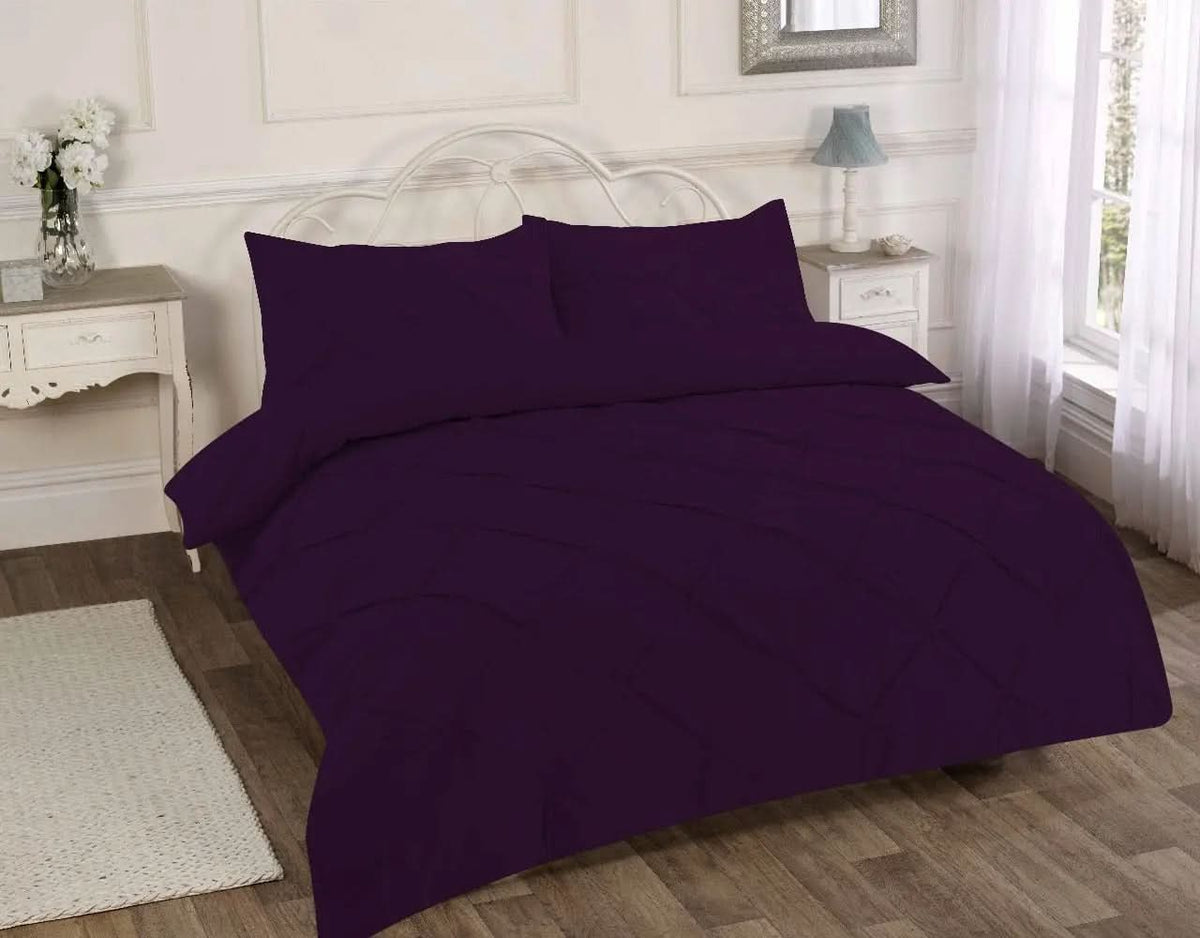 Premium Polly Cotton Pintuck Duvet Set - Single, Double, Super King Size Bedding - Luxurious Pollycotton Blend.