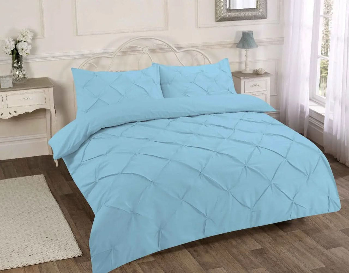 Premium Polly Cotton Pintuck Duvet Set - Single, Double, Super King Size Bedding - Luxurious Pollycotton Blend.