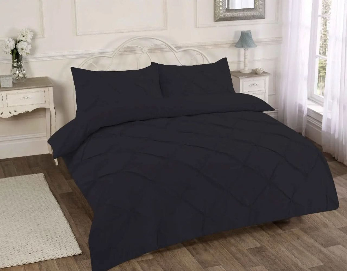 Premium Polly Cotton Pintuck Duvet Set - Single, Double, Super King Size Bedding - Luxurious Pollycotton Blend.