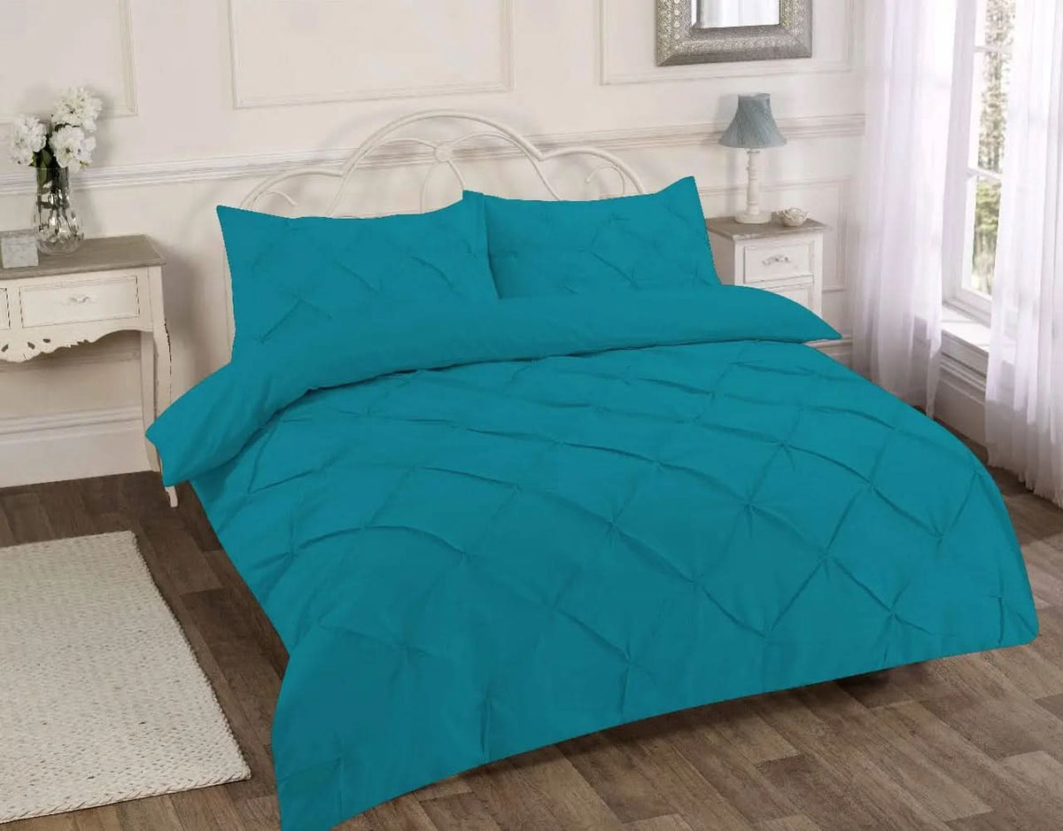 Premium Polly Cotton Pintuck Duvet Set - Single, Double, Super King Size Bedding - Luxurious Pollycotton Blend.