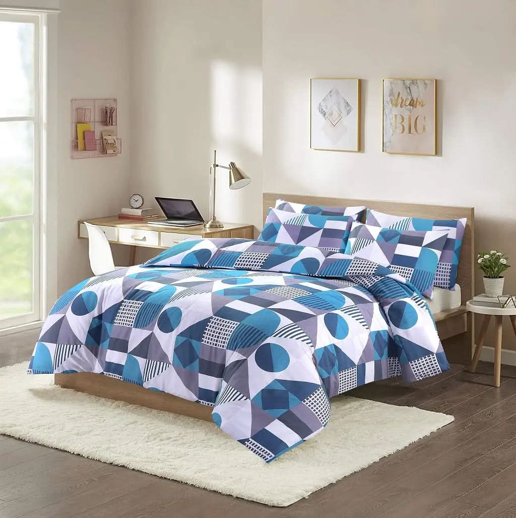 Reversible Scott Duevt set, Printed Quilt with Pillowcases set, 50% Cotton, 50 % Polyester, UK All Bedding set.
