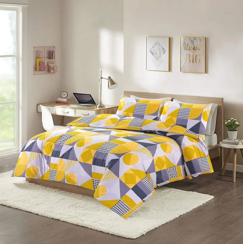 Reversible Scott Duevt set, Printed Quilt with Pillowcases set, 50% Cotton, 50 % Polyester, UK All Bedding set.