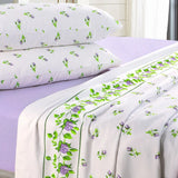 Rosebud Printed Flannelette Thermal Sheet Brushed Cotton Bedding Set - Fitted Sheet, Flat Sheet, and Pillowcase Set.