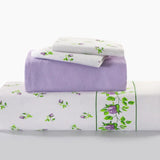 Rosebud Printed Flannelette Thermal Sheet Brushed Cotton Bedding Set - Fitted Sheet, Flat Sheet, and Pillowcase Set.