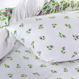 Rosebud Printed Flannelette Thermal Sheet Brushed Cotton Bedding Set - Fitted Sheet, Flat Sheet, and Pillowcase Set.