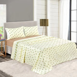 Rosebud Printed Flannelette Thermal Sheet Brushed Cotton Bedding Set - Fitted Sheet, Flat Sheet, and Pillowcase Set.