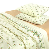 Rosebud Printed Flannelette Thermal Sheet Brushed Cotton Bedding Set - Fitted Sheet, Flat Sheet, and Pillowcase Set.