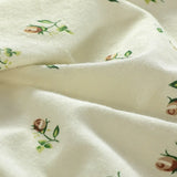 Rosebud Printed Flannelette Thermal Sheet Brushed Cotton Bedding Set - Fitted Sheet, Flat Sheet, and Pillowcase Set.