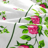 Rosebud Printed Flannelette Thermal Sheet Brushed Cotton Bedding Set - Fitted Sheet, Flat Sheet, and Pillowcase Set.