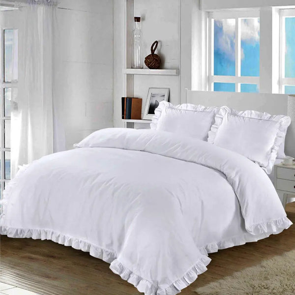 Santiago Frilled Duvet Cover Set - Single to Super King, 50/50 Poly-Cotton Blend.