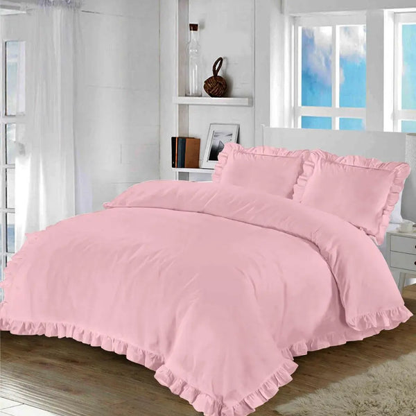 Santiago Frilled Duvet Cover Set - Single to Super King, 50/50 Poly-Cotton Blend.