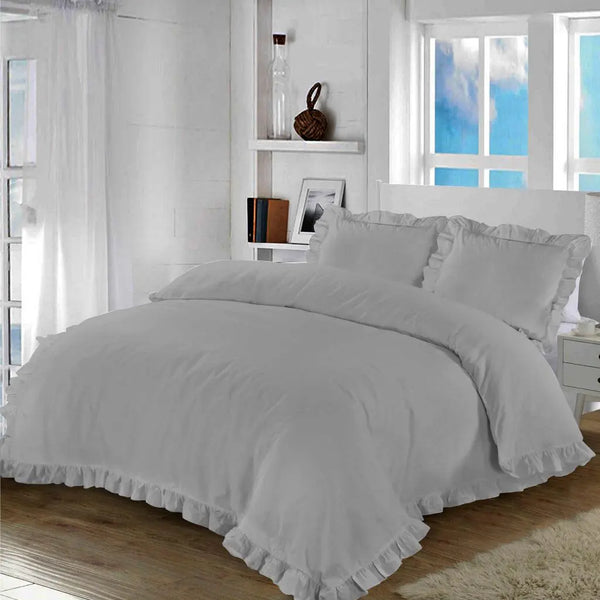 Santiago Frilled Duvet Cover Set - Single to Super King, 50/50 Poly-Cotton Blend.