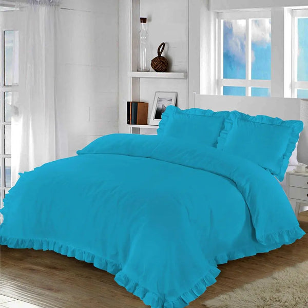 Santiago Frilled Duvet Cover Set - Single to Super King, 50/50 Poly-Cotton Blend.