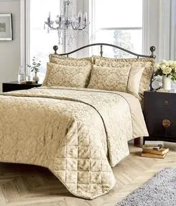 Savoy Woven Jacquard Duvet Collection | Grey, Gold.