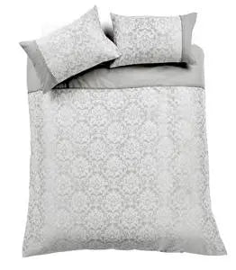 Savoy Woven Jacquard Duvet Collection | Grey, Gold.