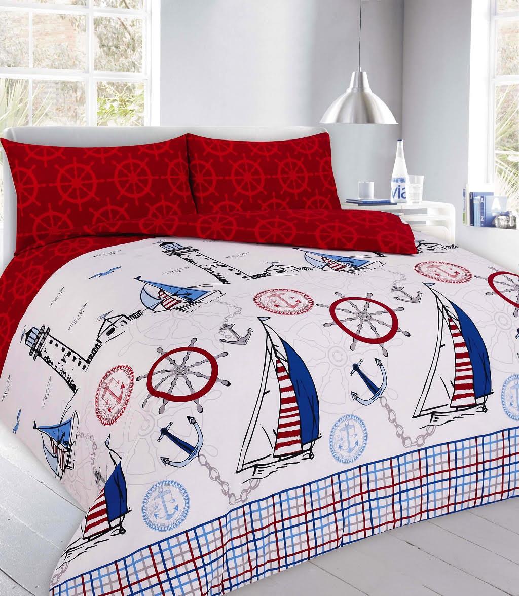 Nautical boats duvet cover set - Explore maritime beauty with our nautical-themed reversible duvet cover set for an ocean-inspired bedroom.