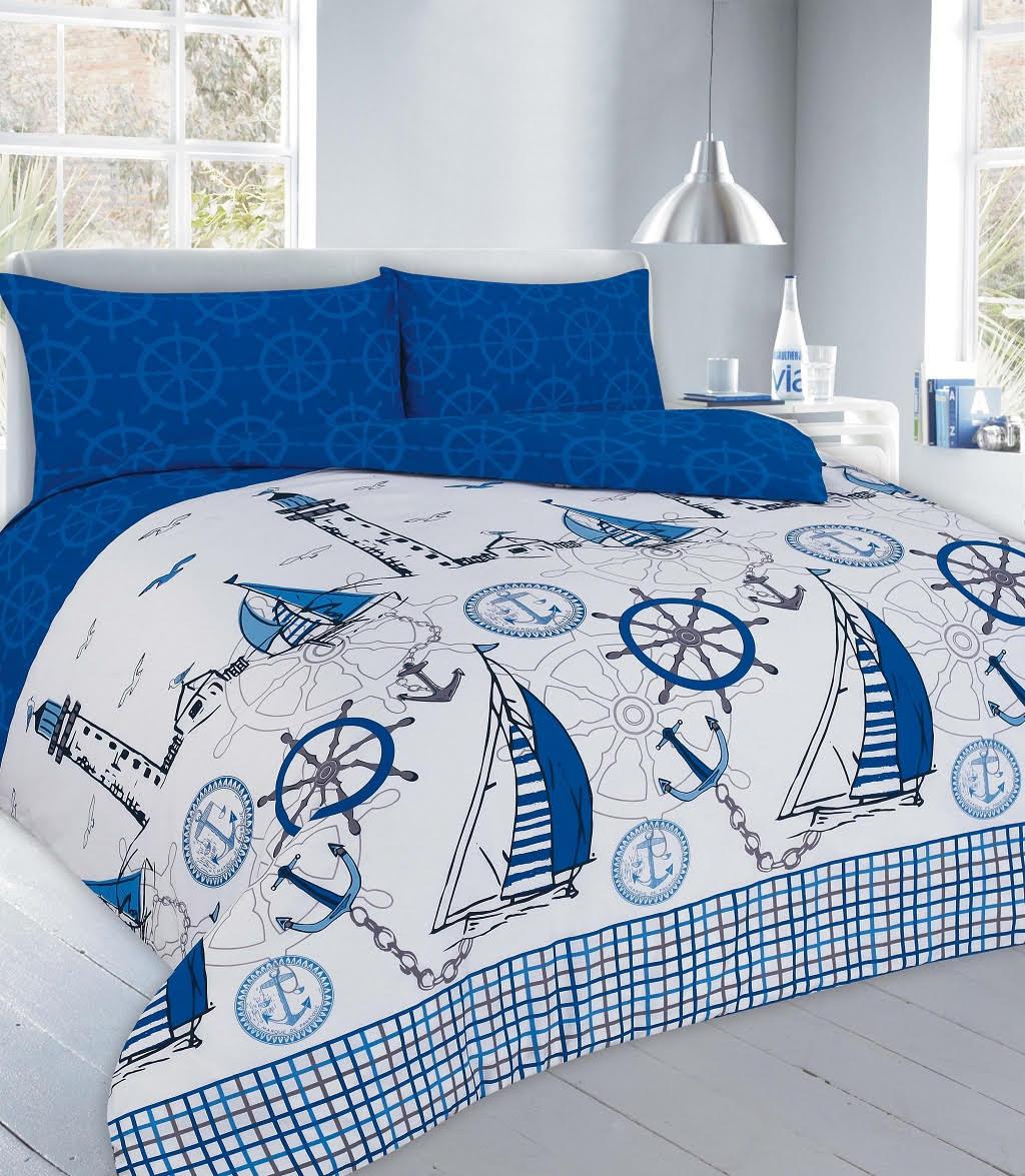 Nautical boats duvet cover set - Explore maritime beauty with our nautical-themed reversible duvet cover set for an ocean-inspired bedroom.