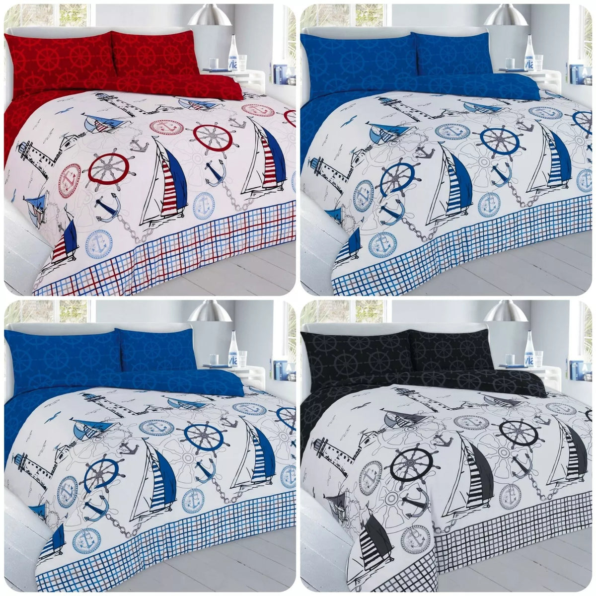 Nautical boats duvet cover set - Explore maritime beauty with our nautical-themed reversible duvet cover set for an ocean-inspired bedroom.