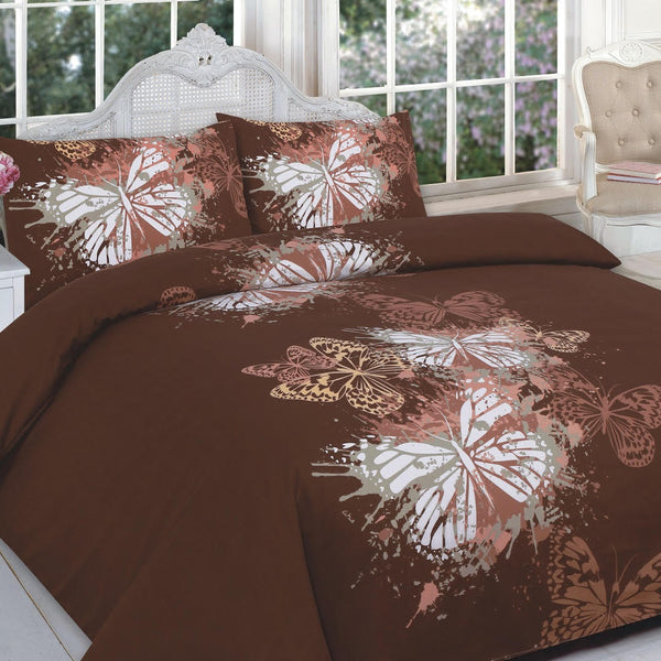 Luxurious Reversible Butterfly Print Duvet Set with Pillowcases - Polycotton, All UK Sizes